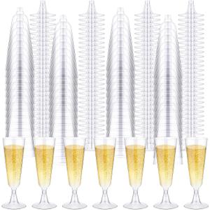 Nuenen 500 Pcs Plastic Champagne Flutes Bulk 5 oz Disposable Clear Champagne Glasses for Parties, Mimosa Bar, Events, Christmas, Wedding and Shower Party Supplies, 5oz (150 ml)