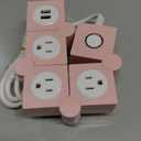iJoy Flexible Power Strip - 3 AC Outlets and 2 USB Charging Ports with Pink Extension Cord, Power Strips with Surge Protection, Decorative Surge Protector Outlet Extender for Home, Office, and More