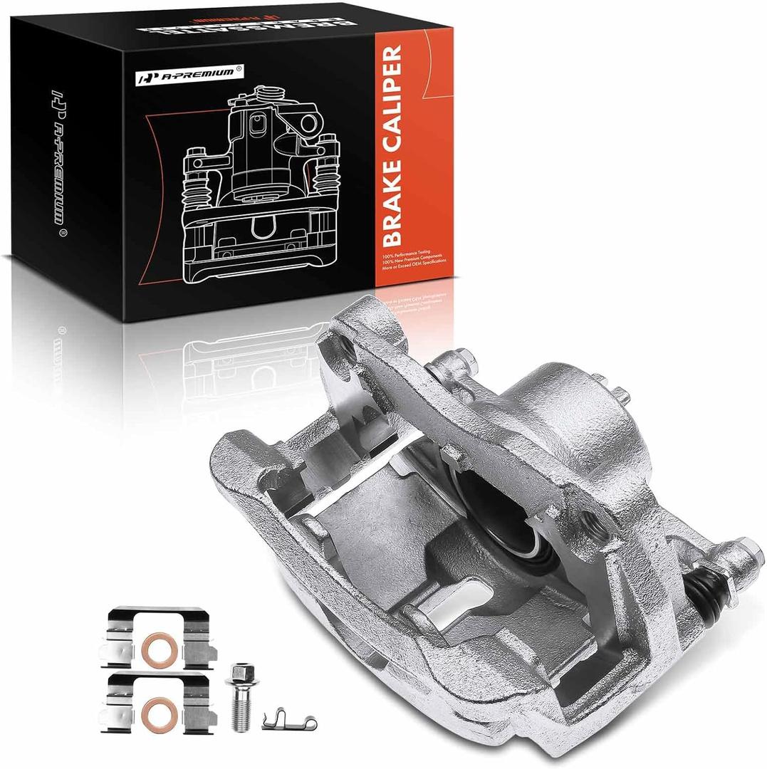 A-Premium Disc Brake Caliper Assembly with Bracket Compatible with Select Nissan Models - Rogue 2008-2013, Rogue Select 2014-2015, Kizashi 2010-2013, L4 2.5L - Front Left Driver Side