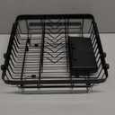 Small Expandable Over The Sink Dish Drainer Drying Rack In Stainless Steel Metal For Kitchen, Counter Space Saving Compact Above Plate Dryer Strainer, Adjustable Hanging Inside Sink Wire Drain Holder (Black)