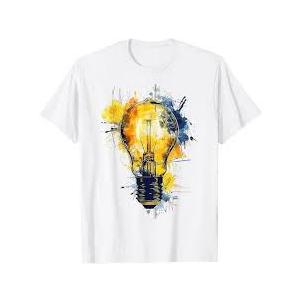 Light Bulb Text Painting Abstract Art Drawing Graphic T-Shirt XL