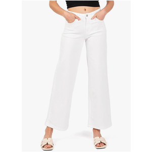 Sidefeel Women's Wide Leg Jeans High Waisted Stretchy Straight Leg Jeans Buttoned Loose Denim Pants with Pocket White Size 6 Short