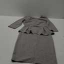 Women Fashion Peplum Bodycon 3/4 Sleeve Bow Wear to Work Club Business Formal Ruffle Pencil Party Dress Grey, Small