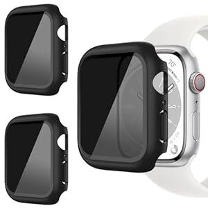 AOKUTDA 3 Pack Case Compatible with Apple Watch series 11 10 46MM,30Anti Spy Privacy Tempered Glass Screen Protector with Ultra-Thin Full Coverage Bumper Cover for iWatch Accessories(Titanium Gold 46mm)