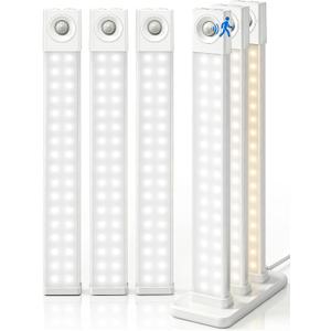 EZVALO 6 Pack LED Under Cabinet Lights Wireless with Charging Station, 11.8'' Motion Sensor Light Indoor, 1100mAh Rechargeable, 3 Color Temperatures, Dimmable Closet Lights for Pantry, Hallway, Stair