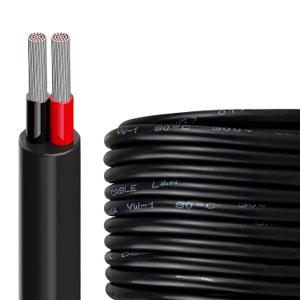 100FT 24 Gauge 2 Conductor Electrical Wire UL2464 Core Cable 24 AWG Electrical Wire OD:4.6mm Stranded PVC Cord Tinned Copper Wire 24/2 AWG Cable100FT