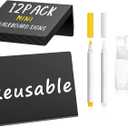 PigPotParty 12 Pcs Food Labels for Party Buffet, 4"x3" Mini Chalkboard Signs for Food Display, Table Place Cards - Name Tags- Small Chalk Board Signs, w/Cleaning Spray & 2 Markers