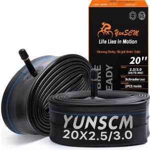 2-PCS 20x3 Heavy Duty E-Bike Tubes 20X2.50 20X2.60 20X3.0 AV32mm ETRTO 64/76-406 Inner Tubes 20" x 3.0" Compatible with 20x2.5/2.6/2.8/3.0 E-Bike Bicycle Fat Tire Tubes Schrader Valve