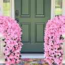 2 Pcs UV Resistant Artificial Flowers for Outdoors, Realistic Faux Silk Bougainvillea Flowers, Fake Hanging Plants for Porch Patio Balcony Decoration (Pink)