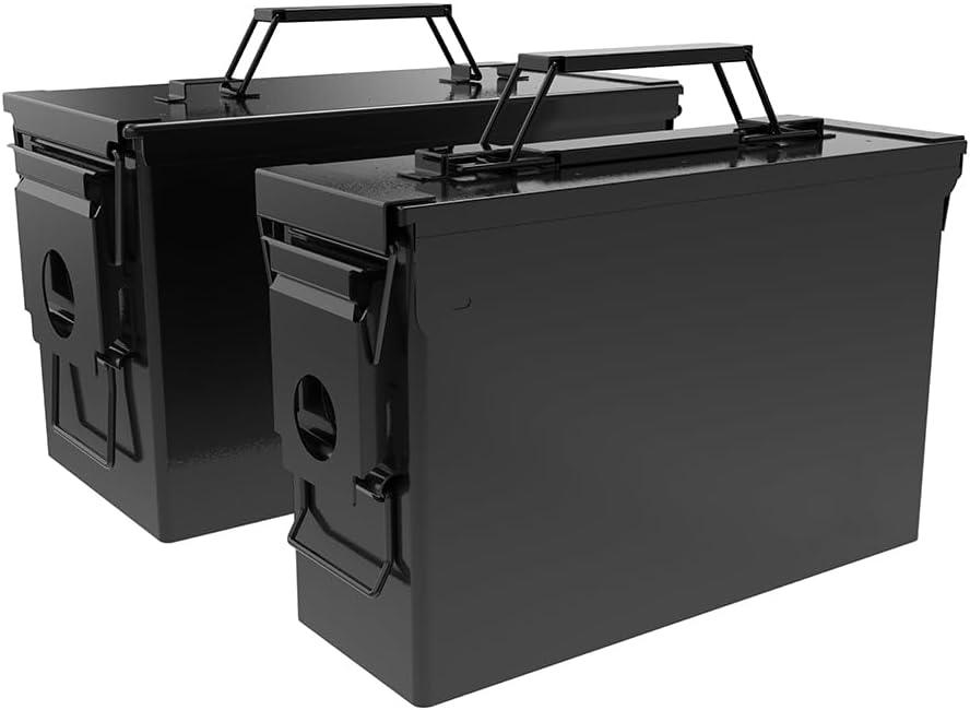 HARDROCK Metal Ammo Can,Ammo Box Black (30cal+ 50cal 2pcs)