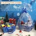 Moinchore 12 Pcs Christmas Nativity Basket for Gifts Empty 9.8x6.5'' Jesus Holy Night Market Tray Cardboard Basket with Bows, Plastic Bags, Twist Ties, Empty to Fill for Religious Christian Party (Dark Blue)