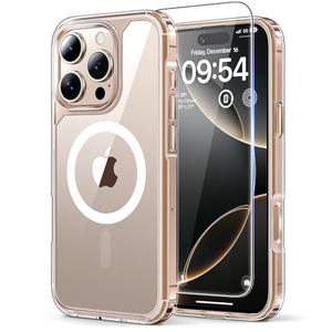 TAURI 3 in 1 for iPhone 16 Pro Case, Compatible with MagSafe [Not-Yellowing] with 2X Screen Protectors, Military-Grade Protection, Shockproof Slim Magnetic Case for iPhone 16 Pro 6.3", Clear