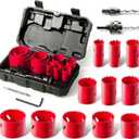 Bi-Metal Hole Saw Kit, HYCHIKA 17 Pcs High Speed Steel 3/4" to 2-1/2" Hole Saw Set in Case with Mandrels, Hole Saw Bit for Metal, Drilling PVC Board,and Plastic Plate