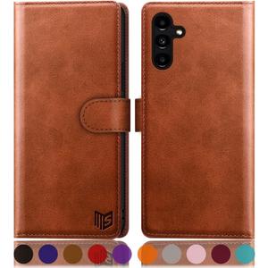 SUANPOT for Samsung Galaxy A15 5G Wallet case with RFID Blocking Credit Card Holder,Flip Book PU Leather Protective Cover Women Men for Samsung A15 Phone case Light Brown