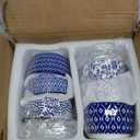 Selamica Ramekins with Lids, 8 oz Oven Safe Creme Brulee Ramekins with Covers, Souffle Dishes Pudding Custard Cups, Stackable Ceramic Small Ramekin Bowls Set for Baking, Dipping, Ice Cream, Set of 6, Vintage Blue