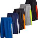 5 Pack: Men's Dry-Fit Sweat Resistant Active Athletic Performance Shorts, XXL