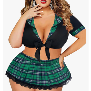 Avidlove Sexy Plus Size Lingerie Set for Women Sexy School Girl Halloween Costumes Cosplay Lingerie with Mini Skirt, Size XXL