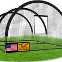 Baseball Batting Cage Net Batting Cages for Backyard Portable Pop Up Cage for Baseball and Softball with Pitching Machine Hole and Detachable Door (22ftx12ftx8ft)