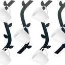 Ecqizer Coffee Mug Wall Rack - Metal Cup Holder Tree for Bar Decor - 4pcs Black Mounted Rack