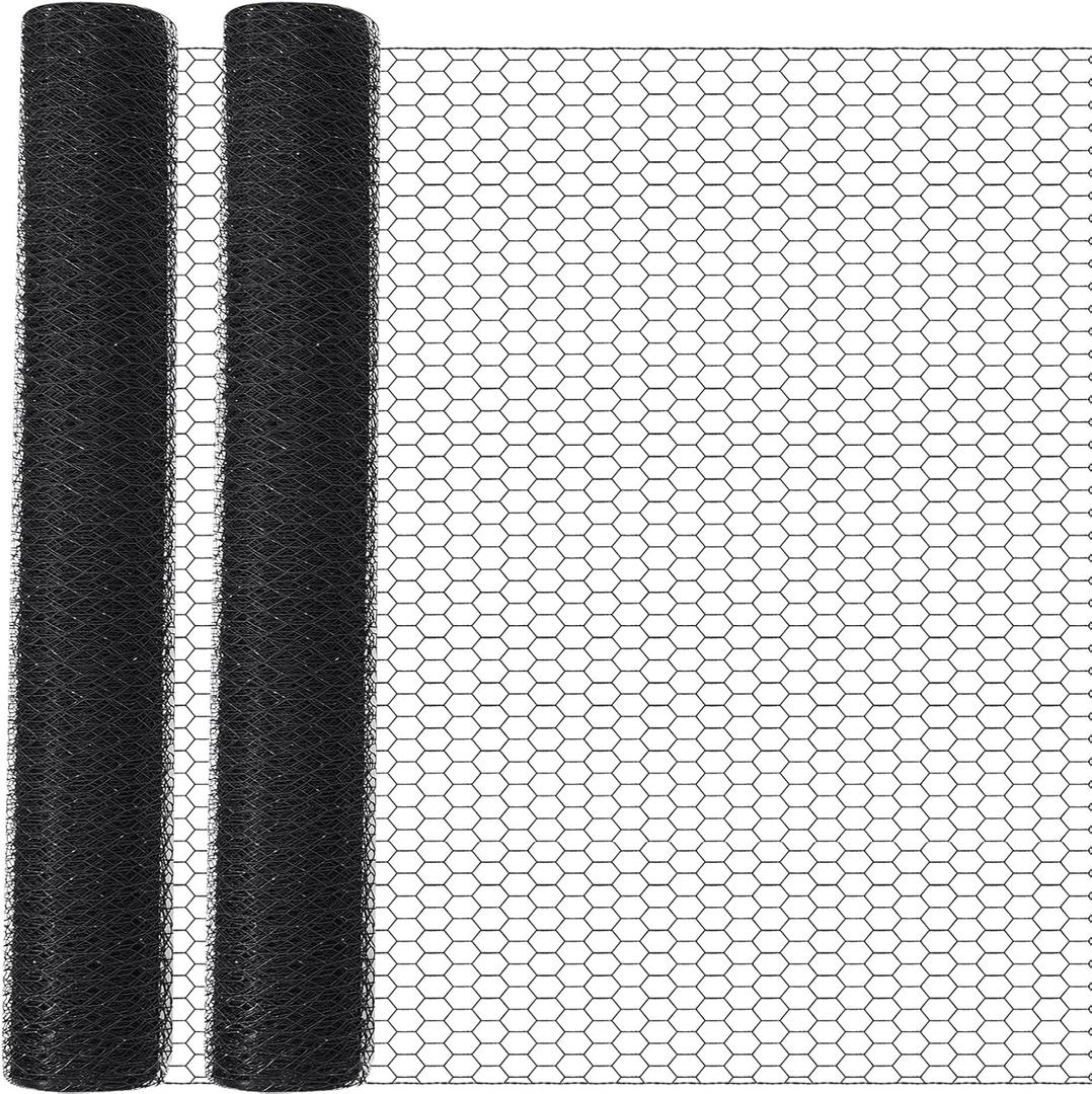 GlikCeil 60 in X 200 ft Chicken Wire Fencing Metal Floral Chicken Wire Mesh for Crafts Poultry Garden, 1 Inch Hexagonal Galvanized Hardware Netting for Poultry Coop Barrier Rabbit Cage (Black)