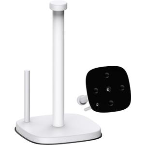 Paper Towel Holder Countertop, Stainless Steel Paper Roll Holder with Weighted Base Suction Cups, One-Handed Operation Standing Paper Towel Holder for Kitchen Bathroom (White)