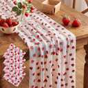4 Pcs Strawberry Table Runners 29x70 Inch Strawberry Glitter Tulle Lace Table Runners for Summer Birthday Party Baby Shower Wedding Bridal Shower Home Kitchen Decor