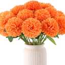 Hananona 12 Pcs Artificial Chrysanthemums Flowers Ball Flower, Orange Fake Mums Silk Fall Flowers for Autumn Home Decor Indoor Floral Arrangement Table Centerpiece (12, Orange)