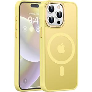 Newfuture Magnetic for iPhone 15 Pro Case [Compatible with Magsafe] [Military Grade Drop Protection] Translucent Matte Anti-Fingerprint Shockproof Phone Case for iPhone 15 Pro 6.1 inch, Yellow