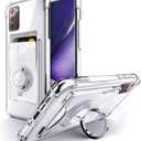 Shields Up for Samsung Galaxy Note 20 Case, Minimalist Wallet Case with Card Holder [3 Cards] & Ring Stand, [Drop Protection] Slim Protective Cover for Samsung Note 20 5G - Clear