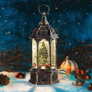 Large Snow Globes,Christmas Snow Globes Lantern, Train Battery-Powered Train with Lights & Sounds, 6H Timer,Christmas Tree Xmas Holiday Decoration Gift (Color 7)