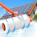 Electric Solar Panel Cleaning Brush and Pole, 20FT Telescopic Cleaning Roller Brush with Water Fed Pole2 Hours Runtime, 2 Spin Speeds, for Solar Panlel, Outside High Window, Roof (Orange)