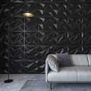 Art3dwallpanels PVC 3D Wall Panel Diamond for Interior Wall Dcor in Black, 19.7" x 19.7" Wall Decor PVC Panel, 3D Textured Wall Panels, Pack of 12 Tiles