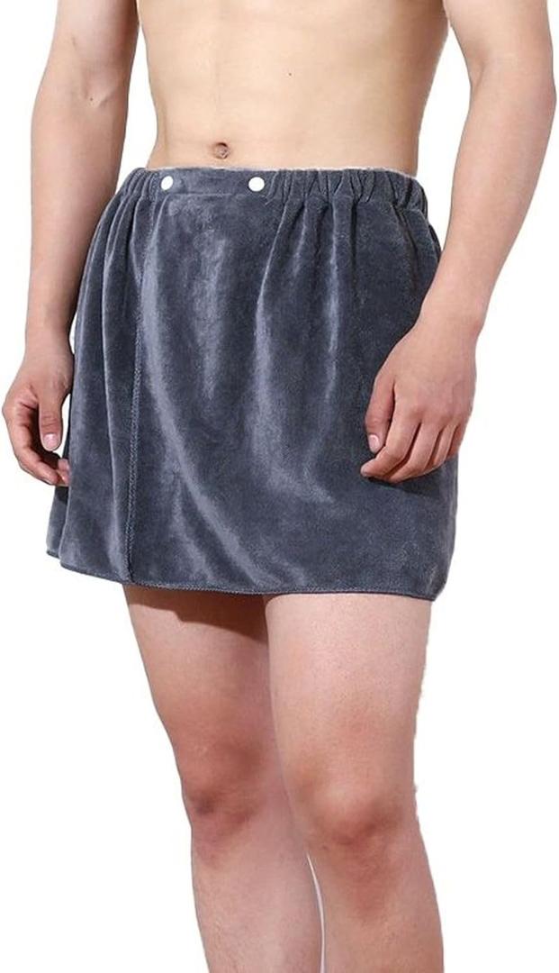 Men's Soft Towel Wrap Bath Bath Towel Absorbent Fall Chic Plush House Classic Summer Terry Cloth Bath Wrap (Small-X-Large, Grey)