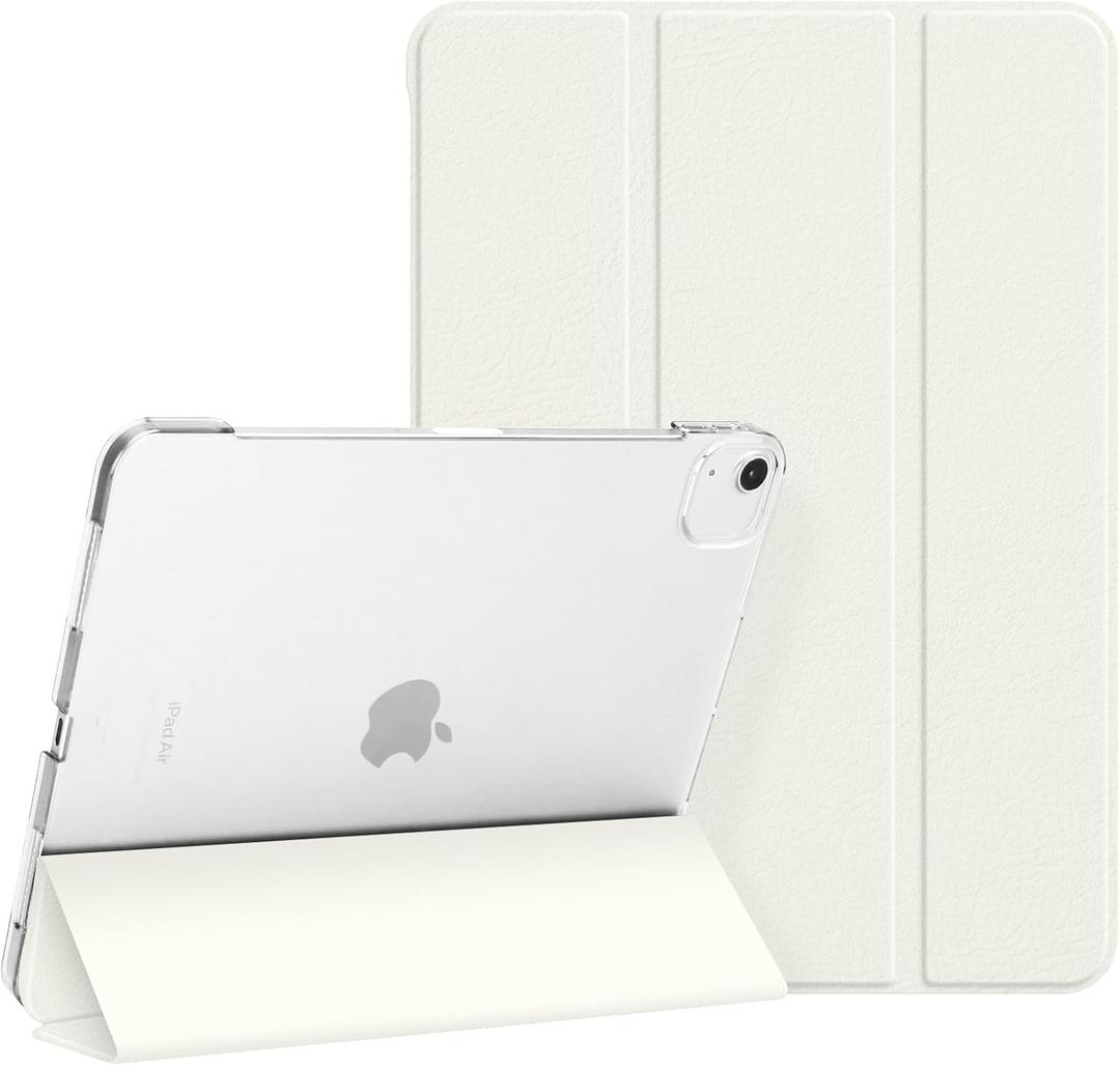 for iPad Air 13 inch M3/M2 2025/2024 Case, iPad Pro 12.9 (6th/5th Gen 2022/2021),Hard PC Translucent Frosted Back Shell Case with Auto Wake/Sleep, Trifold Stand Cover, Support Pencil Pro, White