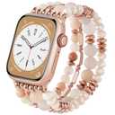 VISOOM Beaded Boho Bracelet for Apple Watch Series 11 10 Se 9 8 7 6 5 4 3 2 1 Bands 42mm 41mm 40mm 38mm Women, Fashion Handmade Cute Crystal beads Stretchy Watch Strap for Iphone iWatch Bands