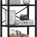 Furnulem 5-Tier Corner Shelf, Narrow Bookshelf with 2 Storage Drawers, 65.16" Tall Bookcase, Standing Shelf Organizer Unit for Living Room, Bedroom, Metal Frame, Wood Display Shelf(Black Oak)