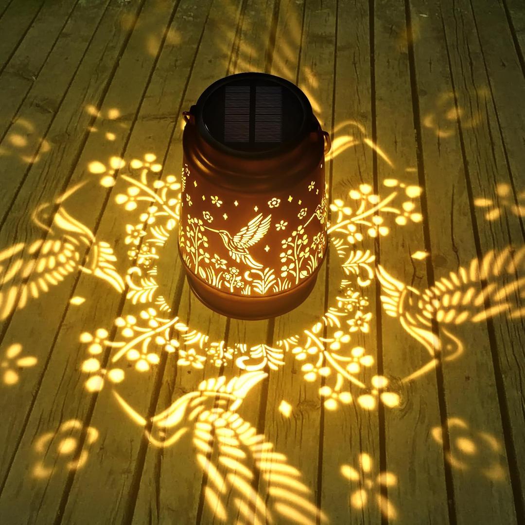 Solar Lanterns Outdoor Waterproof, Hummingbird Decorations Garden Decor, Solar Lantern Outdoor Lamp, Decorative Garden,Yard,Patio,Lawn, Porch, Unique Birthday Gifts for Women, Mom,Grandma