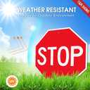 T&R Large Stop Sign Street Road Sign 18 x 18 Inches. Engineer Grade Reflective Sheeting, Rust Free Aluminum, Weather Resistant, Waterproof, Fade Resistant, 2 Pre-drilled Holes