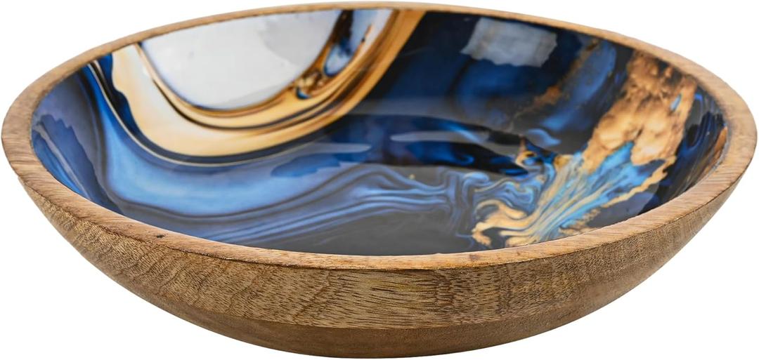 10 Inch Large Key Bowl For Entryway Table Wood Decorative Bowl For Centerpiece Decor Wooden Fruit Bowl For Kitchen Countertop