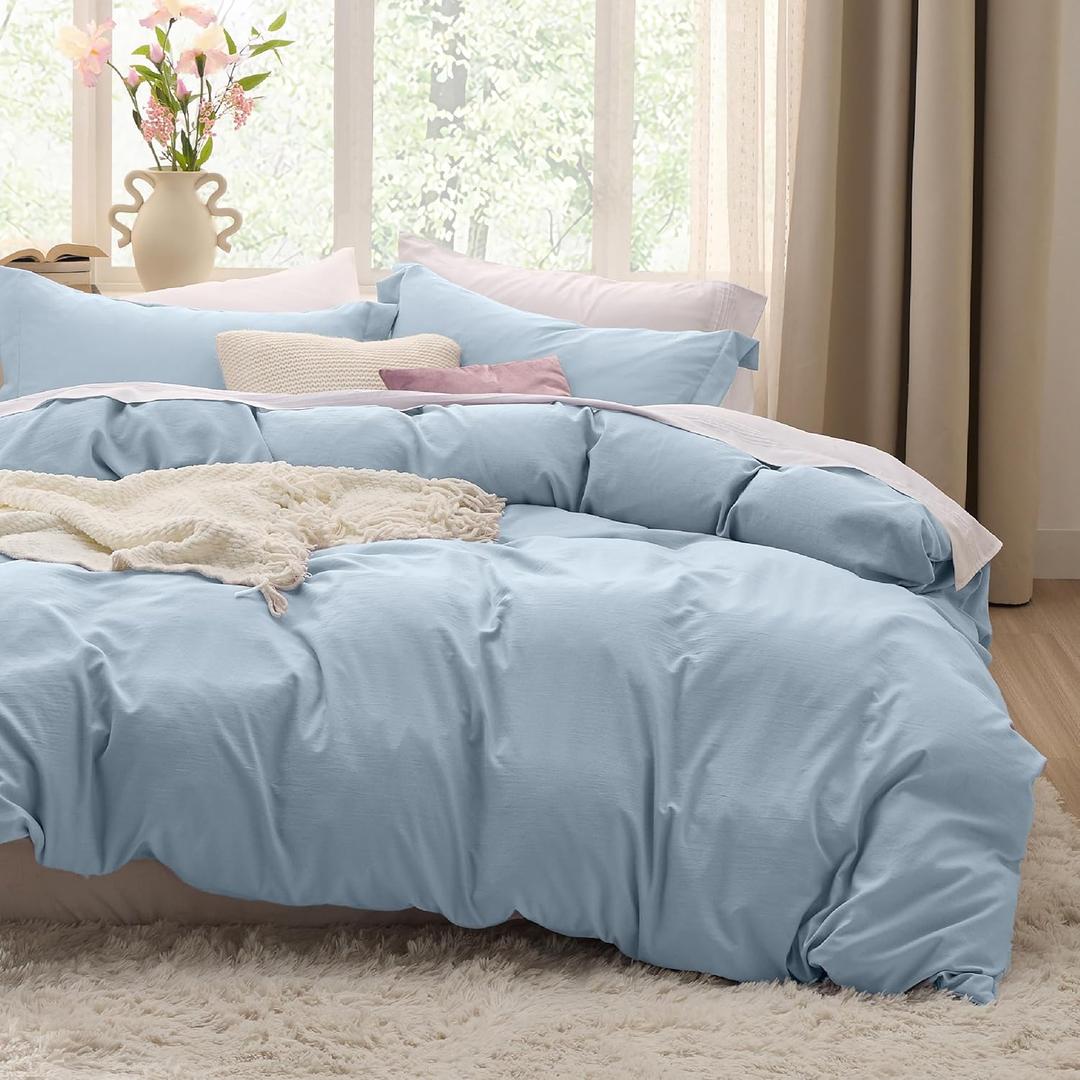 Bedsure Celestial Blue Oversized King Duvet Cover - 3 Pieces Prewashed Extra Soft Bedding Set, Includes 1 Duvet Cover 120x98 Inches with Zipper Closure & 2 Pillow Shams, Comforter Not Included