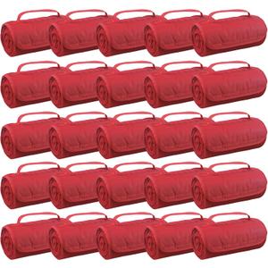 25 Ct of Roll-Up Blankets for Camping, Travel, Outdoors, Beach, Picnics Red Hook + Loop Closure for Easy Use in Cars & on Airplanes Customizable for Promotions & Events