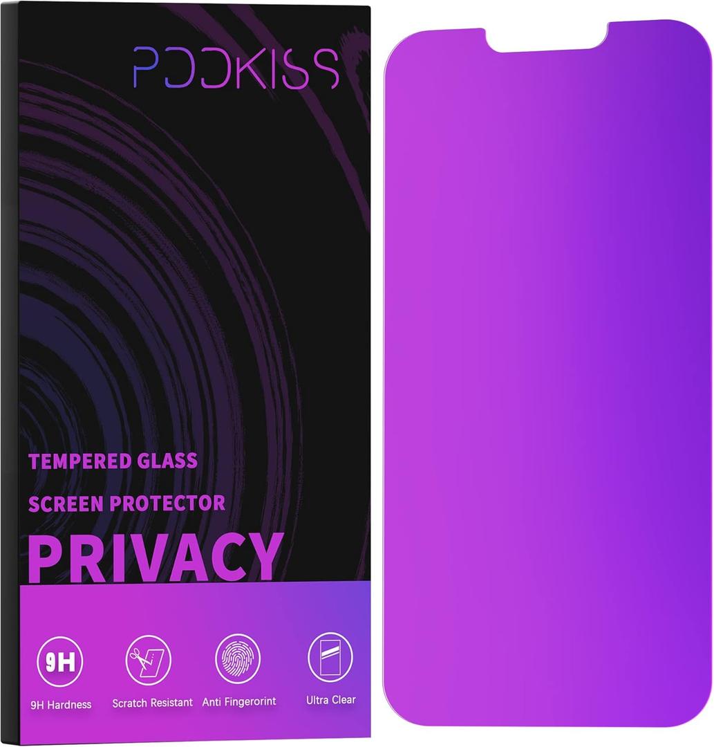 PDDKISS Compatible for iPhone 13 Pro Max Privacy Screen Protector/ iPhone 14 Plus Screen Protector 6.7 Inch, Purple Gradient Anti Spy Anti Blue Light HD Tempered Glass Easy Installation