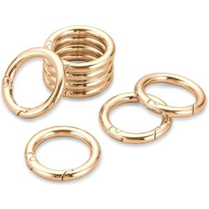 Key Ring Clip, 1 Inch Keychain Rings, 8 Pack Round Carabiner Clip for Keys, Buckle, Bags, Purses - Key Chain Hooks Replacement Keychains Lanyard DIY Crafts, Light Gold