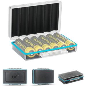 JJC 18650 Battery Case, Shockproof & Water-resistant Battery Storage Holder for 6 x 18650 Battery, PC Shell Easy to Carry
