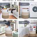 COMSE Extra Large Blanket Basket, Tall Woven Storage Basket, Nursery Hamper, 15.7x 21.7, Cotton Rope Laundry Hamper for Toys Clothes Towels, White/Gradient Brown