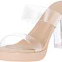 Women's Platform Heels Clear Chunky Block Heeled Sandals Open Toe Two Strap Slip On Block High Heel Sandal Dress Dancing Sandals Daily Work Party Shoes