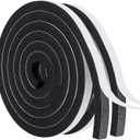 MAGZO Weather Stripping Door Seal, 1/2 Inch Wide X 1/2 Inch Thick Adhesive Foam Tape Soundproof Weatherstripping for Windows, 2 Rolls Total 13FT Black