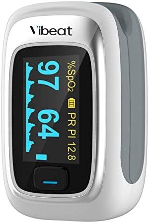 Vibeat Fingertip Pulse Oximeter, Blood Oxygen Saturation Monitor| O2 Meter, Portable SPO2 & Pulse Rate Monitor, Batteries and Lanyard Included