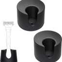 2 Pcs Razor Holder Stand Compatible With Gillette Razor,Safety Razor Alloy Stand For Men,Shaver Organizer Holders Keep Razor Straight,Drain Shaving Base For Bathroom Countertops Accessory, Black