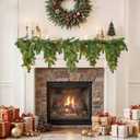 6FT Christmas Garland Decorations with 80 Lights for Mantel, Battery Operated Lighted Greenery Garland for Mantel Fireplace Staircase Indoor & Outdoor Decorations